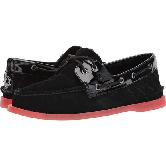 Sperry Star Wars Darth Vader Black and Red Sith Lord Suede Boat Shoes Sz 6.5 - Picture 14 of 15
